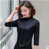 2019年春夏新款职业装中袖衬衫女士韩版大码女装办公室工作服衬衣