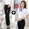 2019夏季新款修身职业装短袖白色衬衫女服务员酒店前台客服工作服