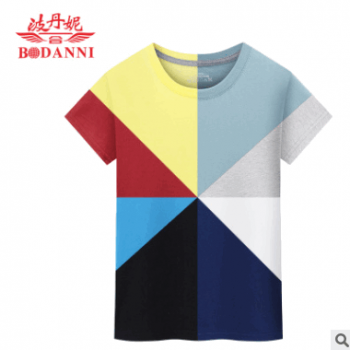 男装2016运动短袖男式 印花批发短袖夏季 班服定制 纯色纯棉t恤图1