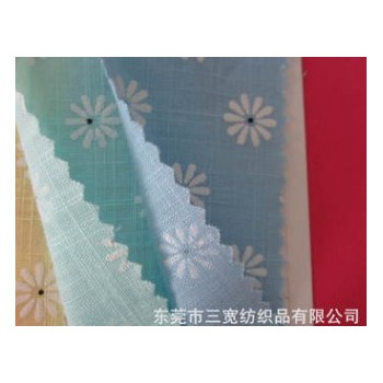 SK-0233#厂家新款仿麻布 竹节仿麻印花太阳花型 全棉透气面料批发图1