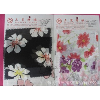 SK-0714# 欧美75D雪纺印花春夏清爽花型 朵朵花女裙女装时尚面料图1