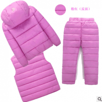 童装2017冬季新款儿童棉服套装男童女童棉衣中小童宝宝棉三件套装图1