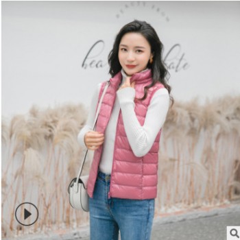 反季清仓羽绒服女款薄款新款韩版立领轻薄修身型短款背心羽绒马甲图1