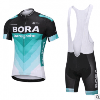 2017款环法BORA HANSGROHE博拉车队萨甘彩虹条夏短袖骑行服图1