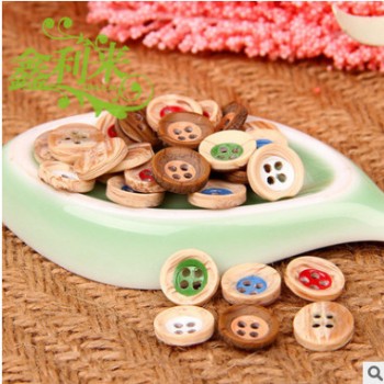 现货圆形四眼纽扣 树脂彩色衬衫西服卡通儿童diy服装塑料扣子批发图1