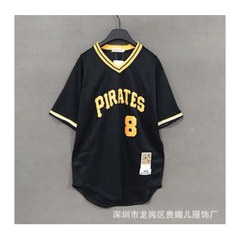 欧美棒球服短袖定制洋基队嘻哈街舞原宿大码V领棒球服夏季短袖图1