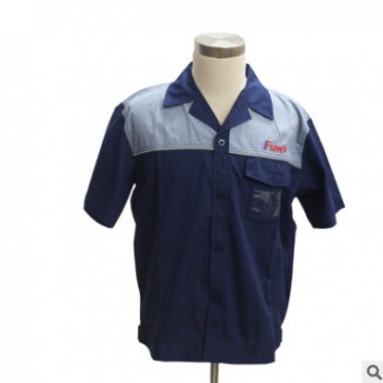 佛山顺德 誉褀夏季车间工厂服短袖工作服 涤棉拼色劳保工服