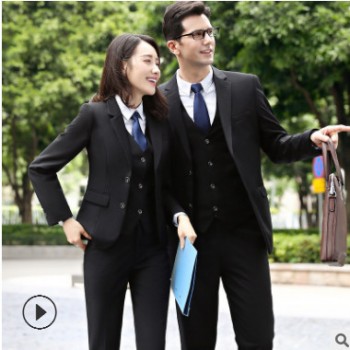 男女同款职业装工作服春夏男士商务定制哔叽西装正装西服套装男薄