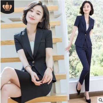 OL小西装2019夏季新款时尚修身职业装气质短袖西服商务工装正装