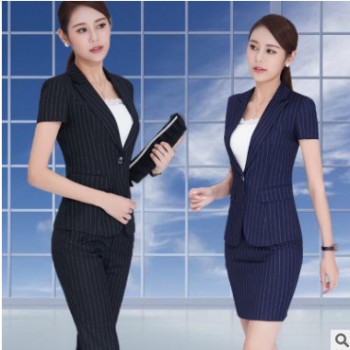 2018夏季新款条纹职业裙装韩版OL通勤女套装修身大码日韩女装正装图1
