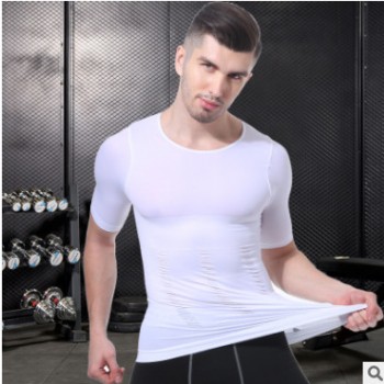 男式健身T恤紧身衣速干透气弹性健身服背心运动衣健身短袖男
