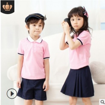 2019韩版新款纯棉夏装幼儿园园服班服小学生班服教师运动套装定制