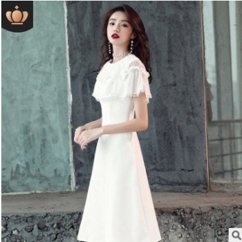 现货宴会晚礼服2019新款短款显瘦名媛洋装聚会黑色白色小礼服裙女图1