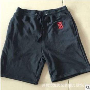 夏季潮牌短裤男加工纯棉牛肚面料五分短裤刺绣宽松休闲裤来样定做图1
