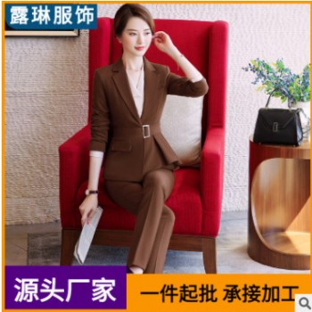 英伦风职业装女装时尚气质长袖时髦套裙秋季不规则腰带小西装女潮