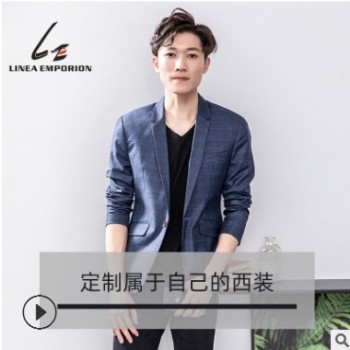 2019春季新款时尚都市休闲西服可定制 黑色蓝色西服 加工定制图1