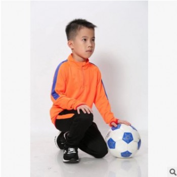 批发秋冬儿童足球服套装长袖男 光板足球卫衣 比赛训练足球服定制图1