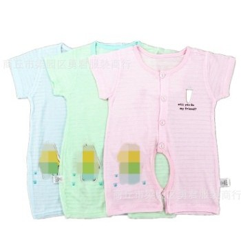 婴幼儿童短袖连体透网衣夏季新品宝宝短爬服彩棉竹节棉