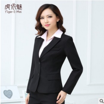 厂家直销仿羊毛面料长袖职业套装女 气质女士商务西装套装职业装图1