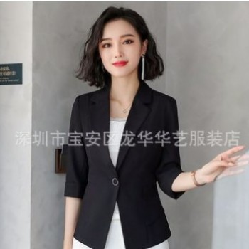夏季职业女士百搭外套中袖西服一粒扣收腰显瘦小西装气质时尚