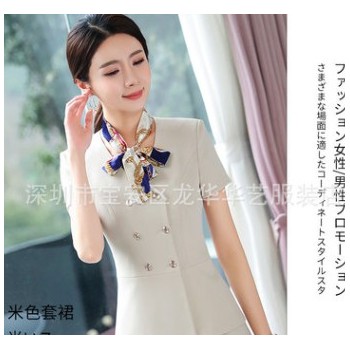 2018夏新款职业装女裤正装西服套装双排扣西装面试服前台工作服