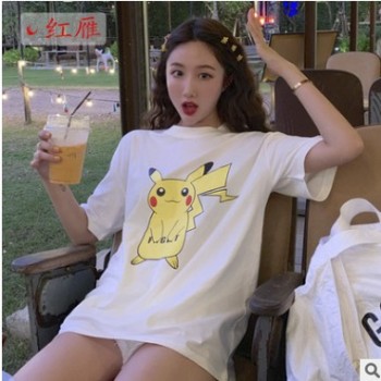 【A139】2019新款网红宽松女装春装韩版卡通上衣打底BF风短袖T恤
