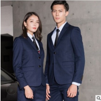 2018秋冬职业套装男女同款西装 商务白领销售4S店面试工作服批发图1