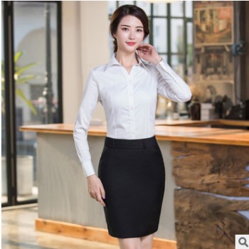 2018韩版职业衬衫 气质通勤OL包臀裙 V领修身显瘦职业套装 女图1