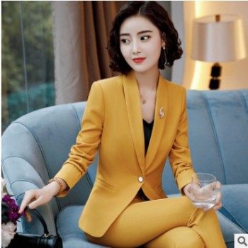 YY689秋新款长袖职业套装女套裙OL美容师工作服工装团购/一件代发