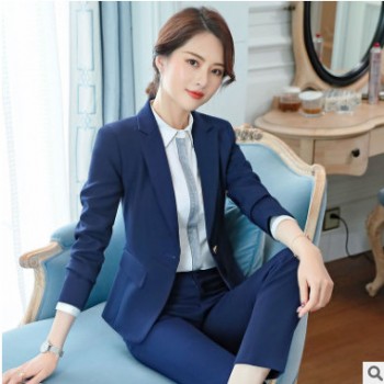 职业装女士套装春秋新款气质OL大学生西装正装时尚酒店前台工作服图1