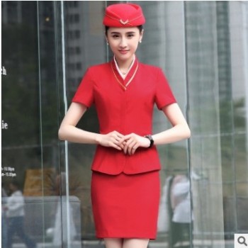 南航空姐短袖制服夏装短袖职业套装女高铁乘务员酒店美容师工作服