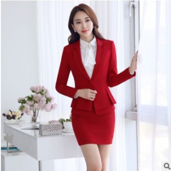 酒店工作服秋冬装长袖前台领班美容师经理ol职业女装套装三件套图1