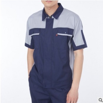 短袖工作服小翻领吸湿排汗细斜纹工厂物流工程行业衬衣款厂家直供图1