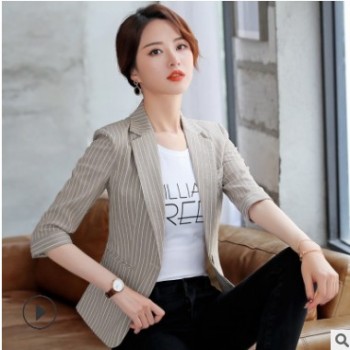 2019新款春秋短款百搭韩版修身小西装外套女收腰休闲西服网红夏季