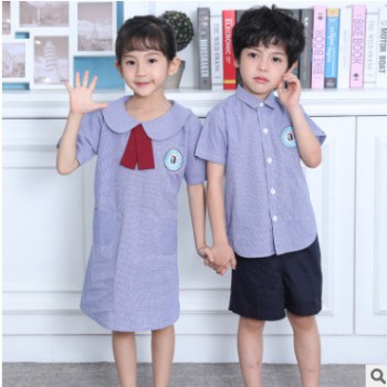震粤幼儿园园服儿童夏季新款短袖套装校服小学生班服英伦风定制图1
