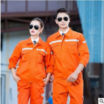春秋冬长袖工作服套装桔色环卫服绿/灰反光条 工地工程工装制服图1