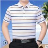 桑蚕丝t恤男短袖夏季翻领薄款冰丝中年男士体恤中老年男装t 恤男