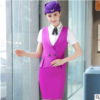 职业女装夏装2018新款时尚珠宝美容院马甲工作服套裙空姐制服批发