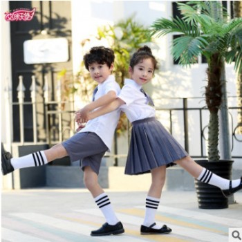 艾咪天使 2019中小学校服 幼儿园园服 夏季衬衫班服套装 看样定制图1