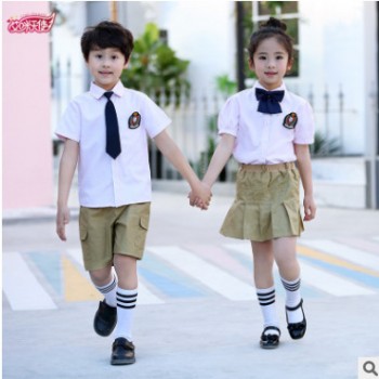艾咪天使 中小学幼儿园 夏季衬衫班服套装看样定制图1