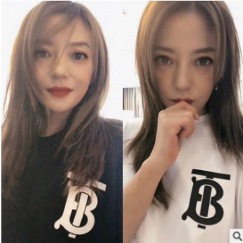 TB字母2019短袖宽松网红明星同款 t恤BT印花半袖打底衫女情侣装潮图1