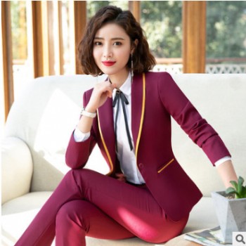2019春西装职业装套装女新款时尚气质美容院工作服酒店西服套装女图1
