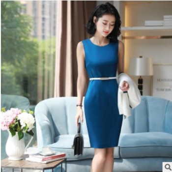 直销女式时尚小西装连衣裙正装ol气质工作服西服套装长袖小西装图1