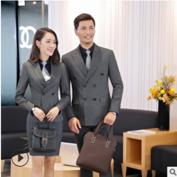 直销 男女西装业务员工装西装工作服三件套商务套装新款男女同款图1