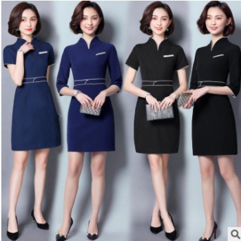 职业套装女2018春装新款OL时尚气质修身美容师工作服连衣裙工装夏