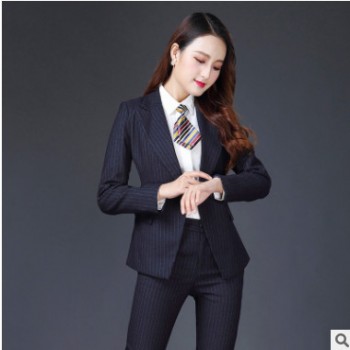 售楼西装套装女秋冬四件套修身长袖酒店前台工作服套裙职业装女