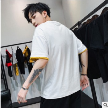 2019新款夏季休闲T恤男士港风短袖男宽松潮流优质男装一件代发