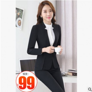 职业装套装女长袖秋季新款气质时尚保险公司酒店工作服女西装套装图1
