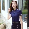 2019夏季新款女士短袖条纹衬衣OL职业白领正装商务百搭气质工作服