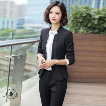 2018秋冬修身时尚长袖西装职业装套装女教师公务员面试服装工作服